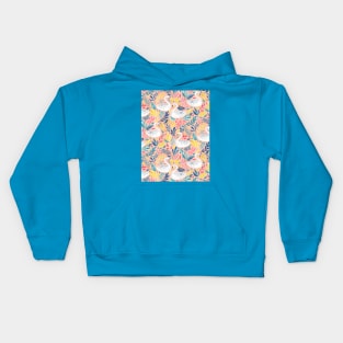 Whimsical White Swans with Lots of Leaves on Peach Pink Kids Hoodie